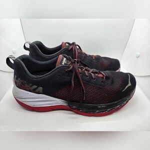 Hoka One One Mach Shoes Mens 13 Black Red Running Athletic Training Gym Sneakers
